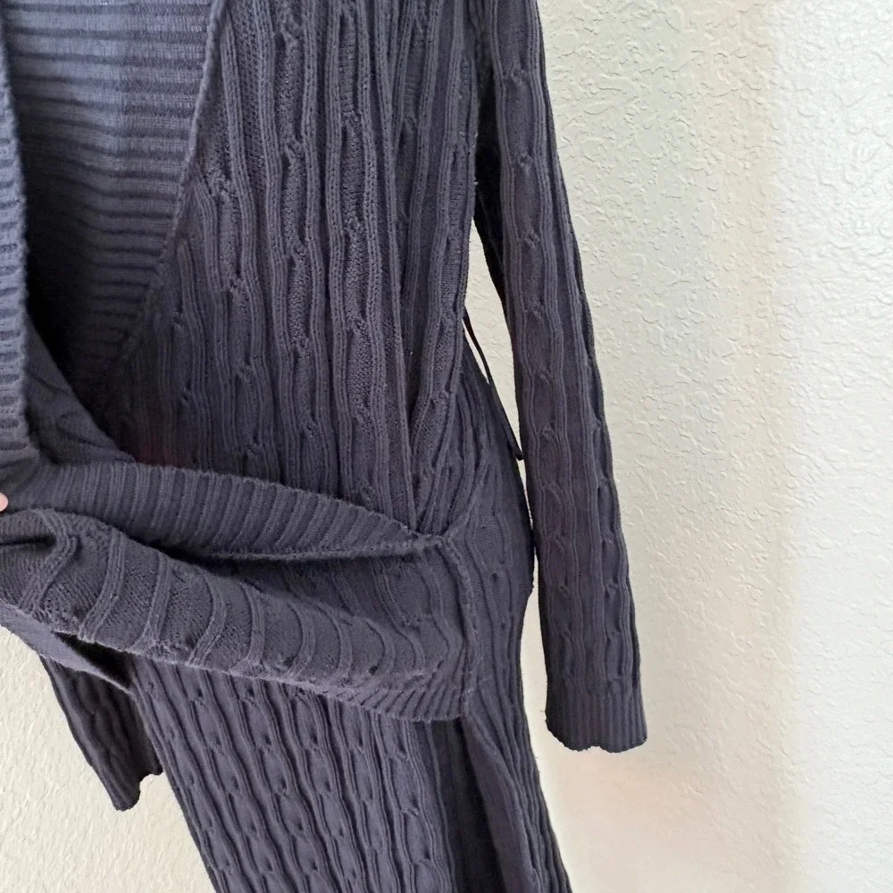 Lauren Ralph Lauren Cable Knit Wrap Dress, Womens Large Navy Blue - Picture 9 of 15